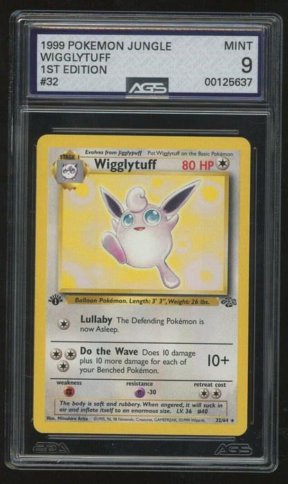 MINT 9 Wigglytuff 1999 Jungle 1st Edition 32/64 R Pokemon TCG Card AGS (Pop 1)