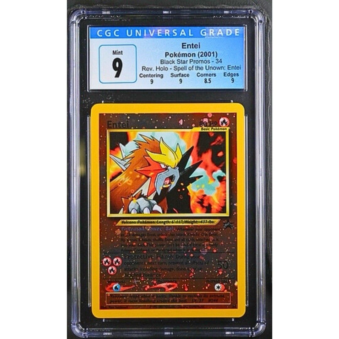 CGC 9 - Entei [Reverse Holo] - (#34) Black Star Promo [2001] Pokémon WOTC