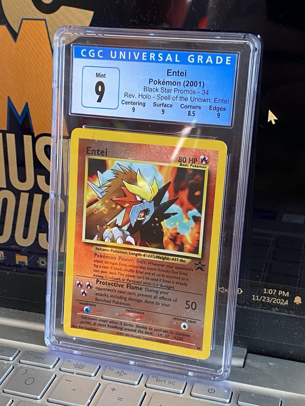 CGC 9 - Entei [Reverse Holo] - (#34) Black Star Promo [2001] Pokémon WOTC